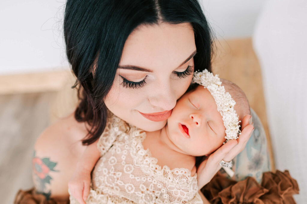 mom and baby girl captured by Springfield MO newborn photographer